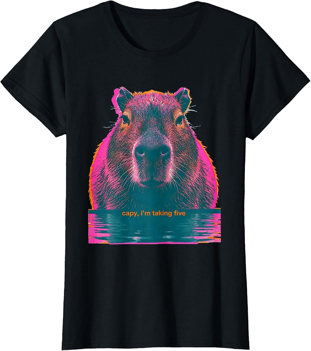 Women's capy, i'm taking five Funny Capybara Animal Lover Meme Humor T-Shirt - Black