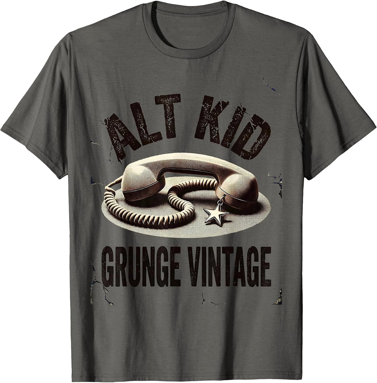 Men's Alt Kid Grunge Vintage Y2K Alt Aesthetic Graphic T-Shirt - Asphalt Grey