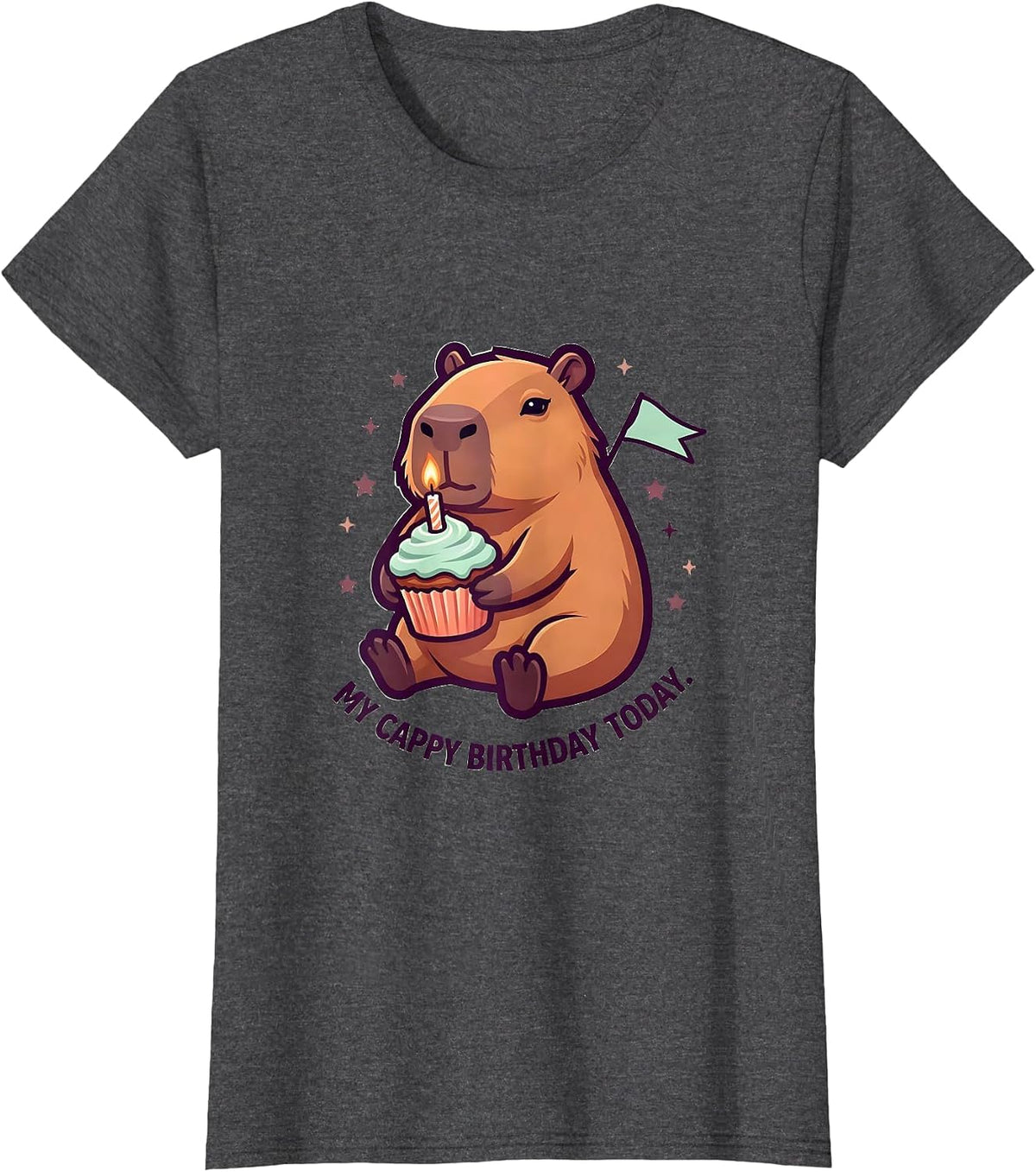 Women's My Cappy Birthday Today Kawaii Capybara Birthday Gift T-Shirt - Dark Heather Grey