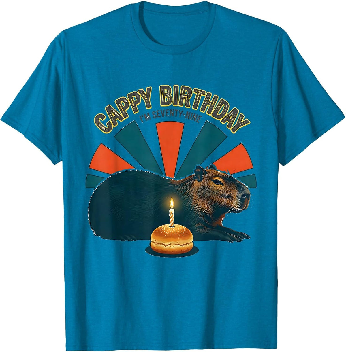 Cappy Birthday I'm Seventy-Nine Kawaii Capybara Birthday T-Shirt - Sapphire Blue