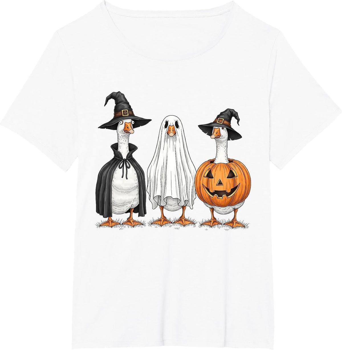 Funny Duck Boo Pumpkin Witchy Funny Halloween Men Women Kids T-Shirt - White