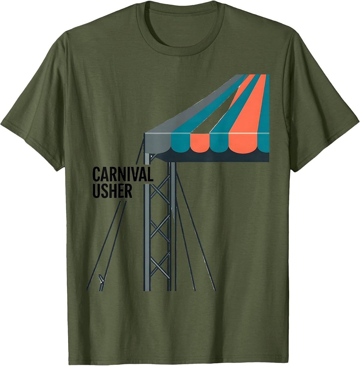Men's Carnival Usher Funny Circus Staff Costume Party Humor T-Shirt - Olive Green