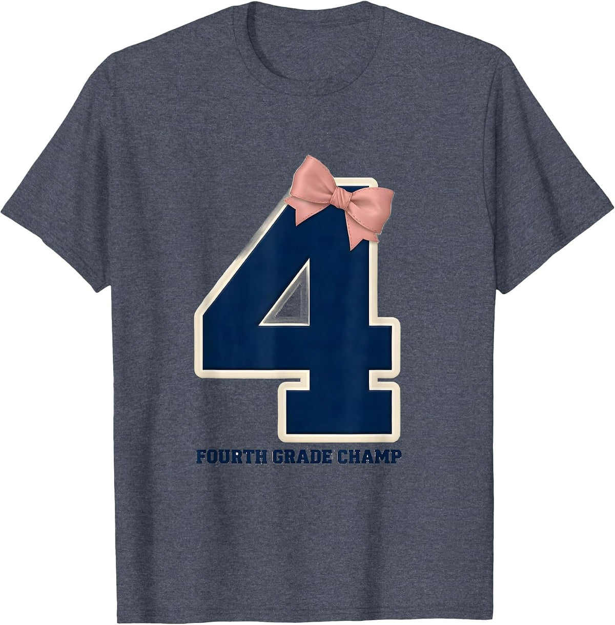 Fourth Grade Champ Coquette Bow Back To School Girl T-Shirt - Heather Blue