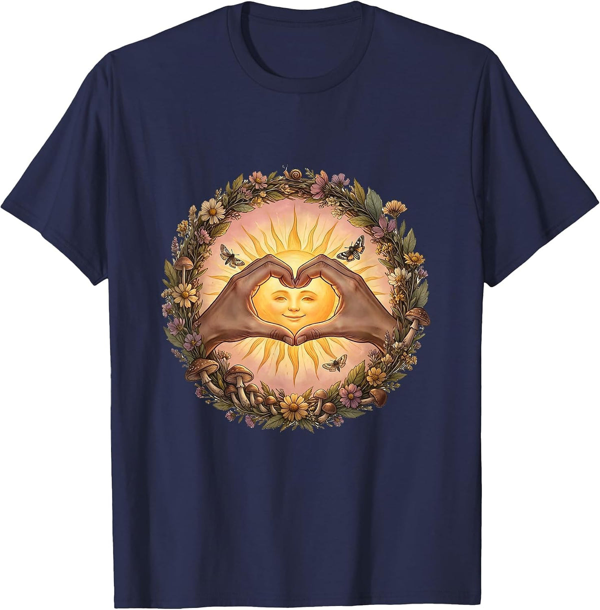 Men's Suicide Awareness Heart Hands Sunrise Graphic T-Shirt - Navy Blue