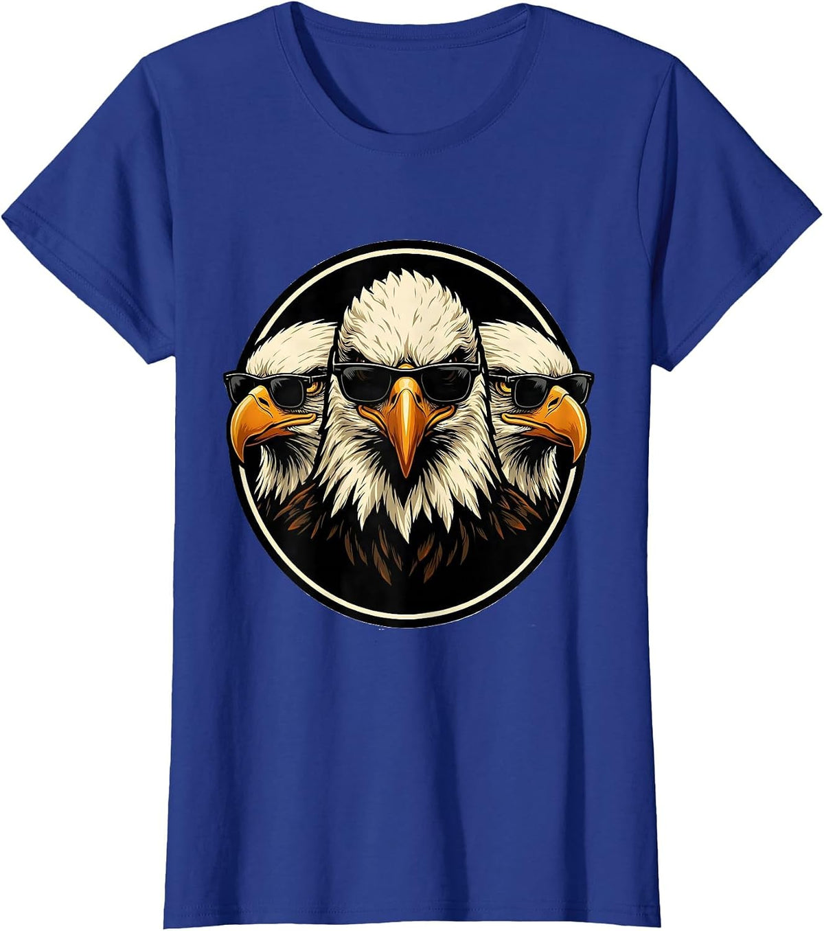 Women's Eagle Mascot Sunglasses Novelty Eagle Lover T-Shirt - Royal Blue