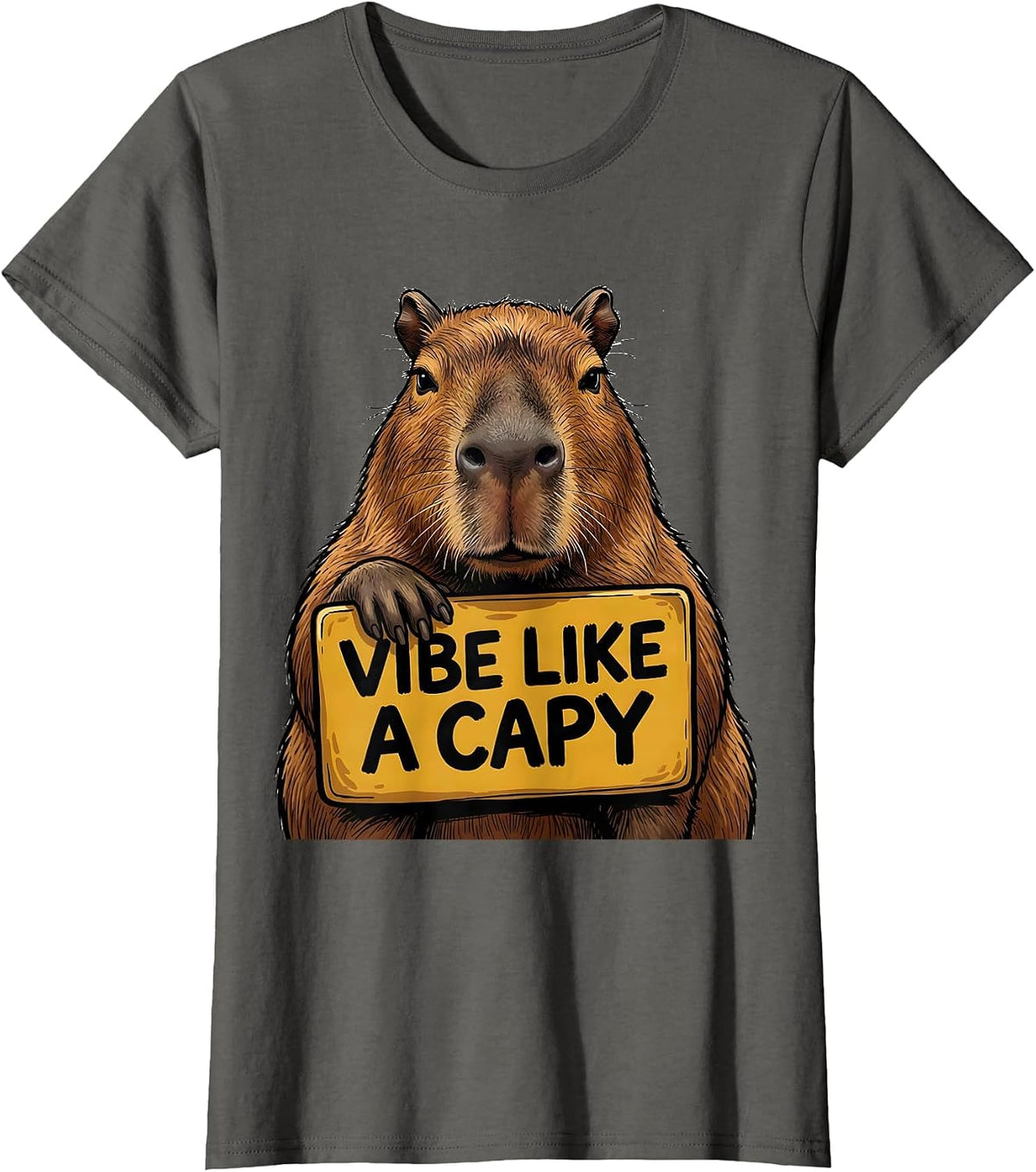 Women's Vibe Like A Capy Funny Capybara Meme Animal Humor T-Shirt - Asphalt Grey