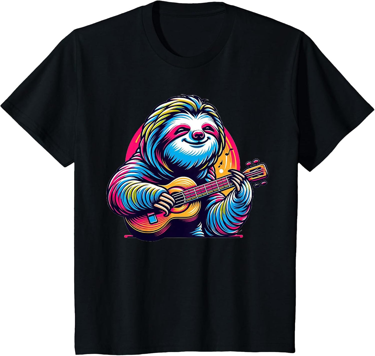 Cute Sloth Playing Guitar Sloths Musician Music T-Shirt - Black