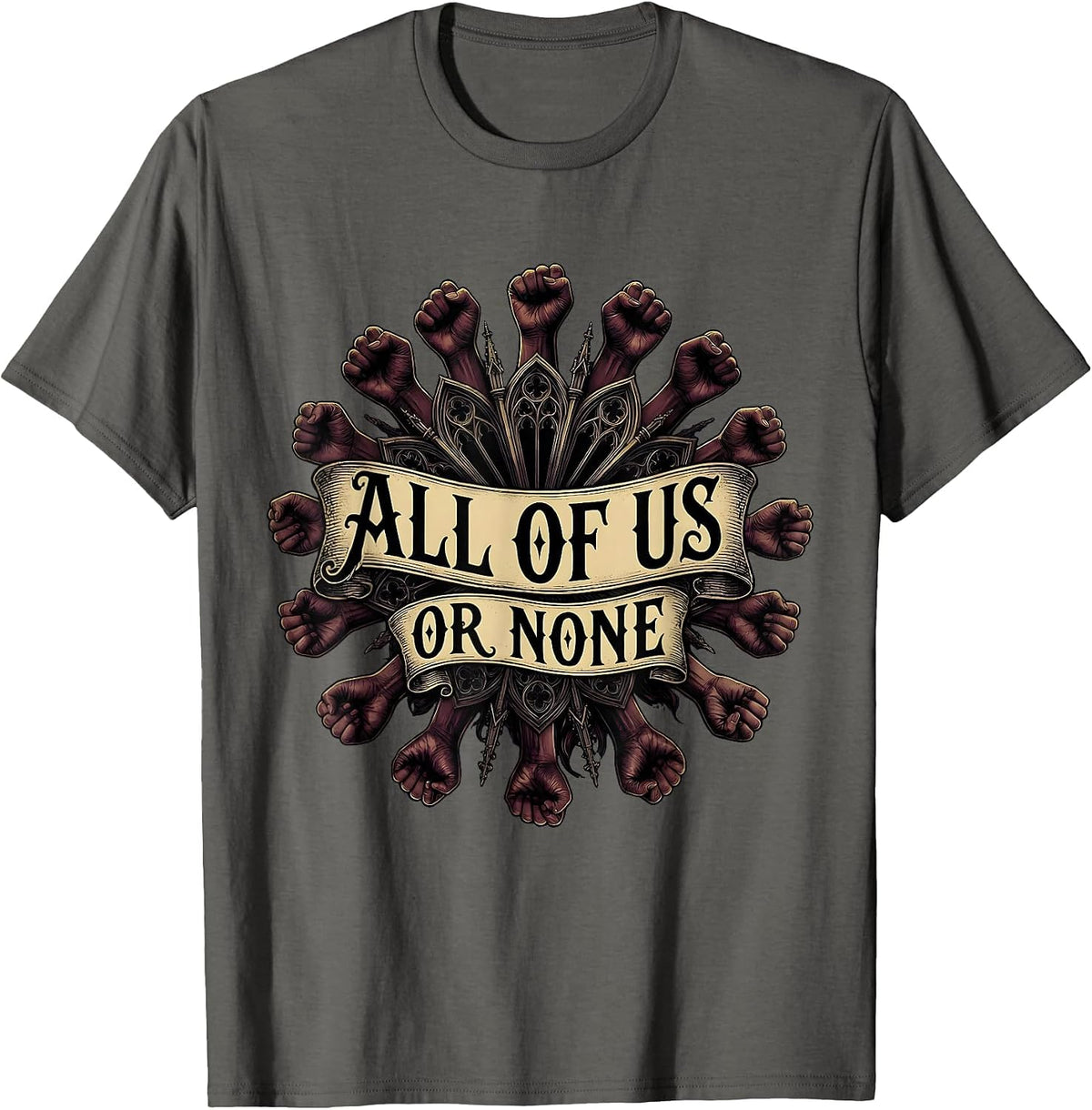 All of Us or None Inclusion Equality Design T-Shirt - Asphalt Grey