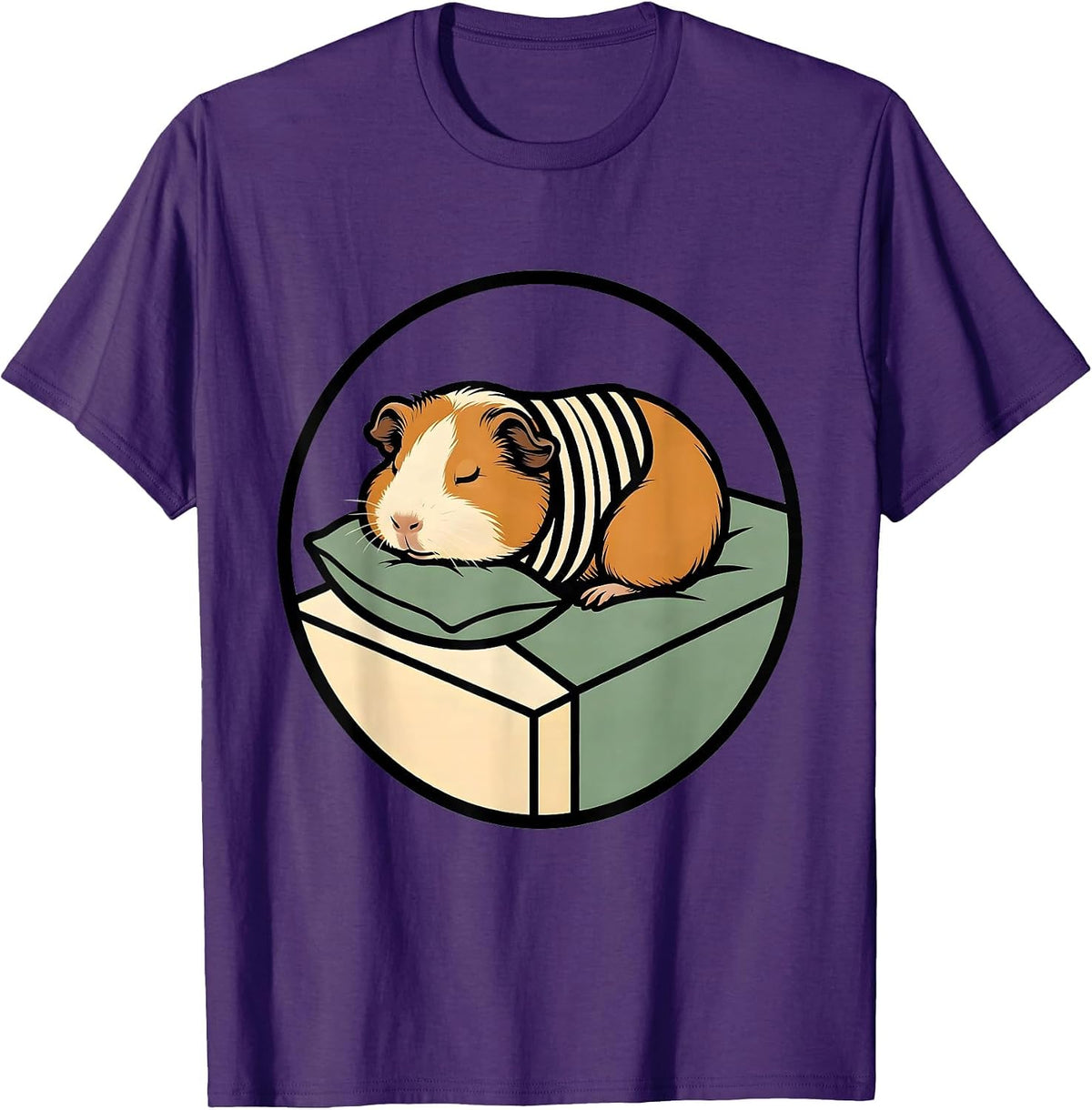 Sleeping Guinea Pig Funny Pet Lover Cozy Pajama T-Shirt - Purple