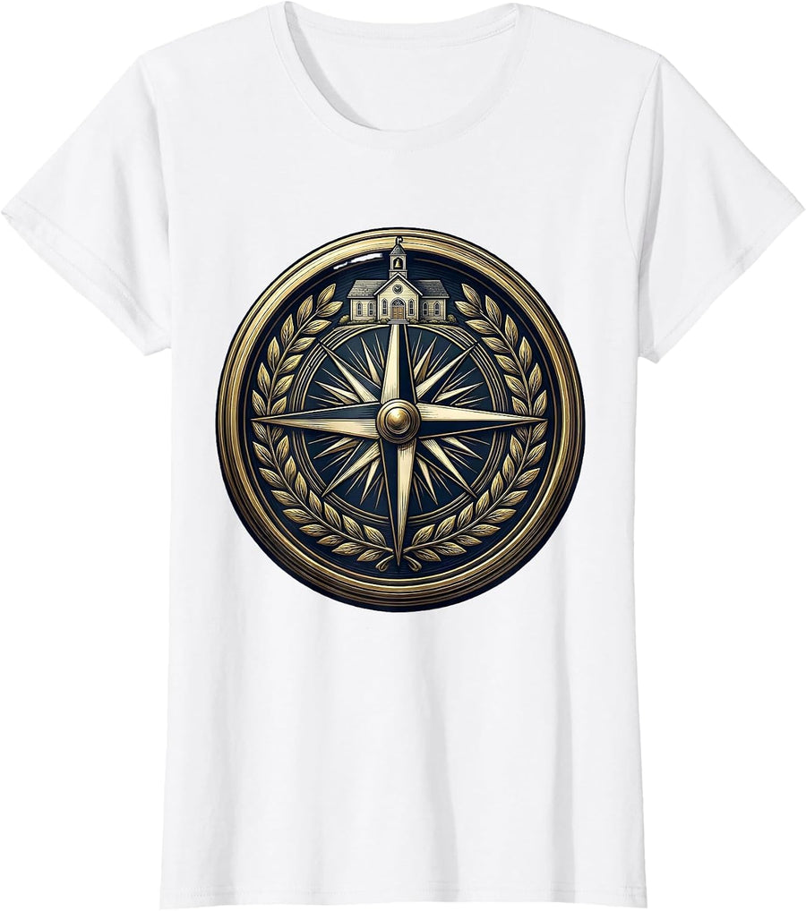 Women's Special Education Teacher Compass Schoolhouse Design T-Shirt - White