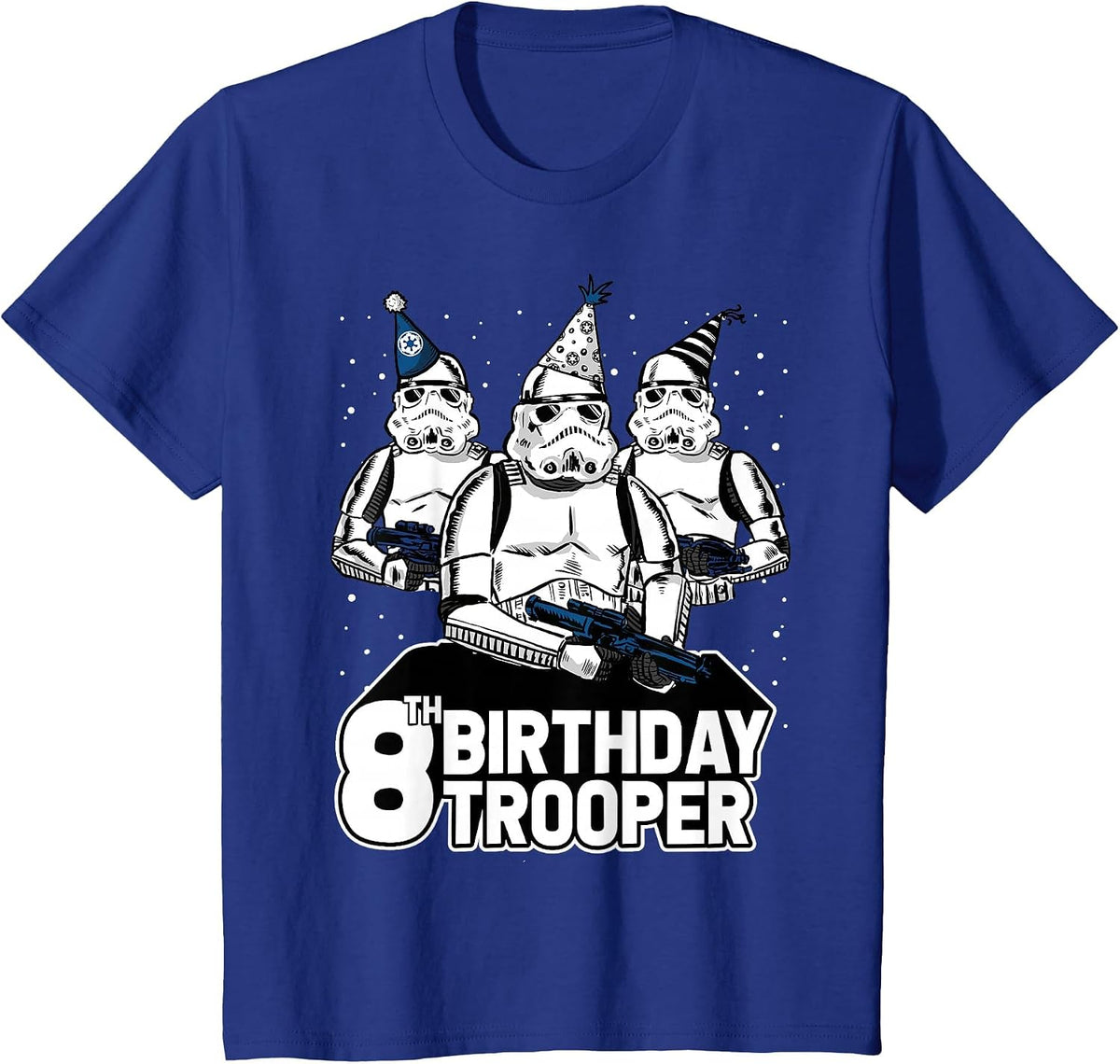 Star Wars Stormtrooper Party Hats Trio 8th Birthday Trooper T-Shirt - Royal Blue