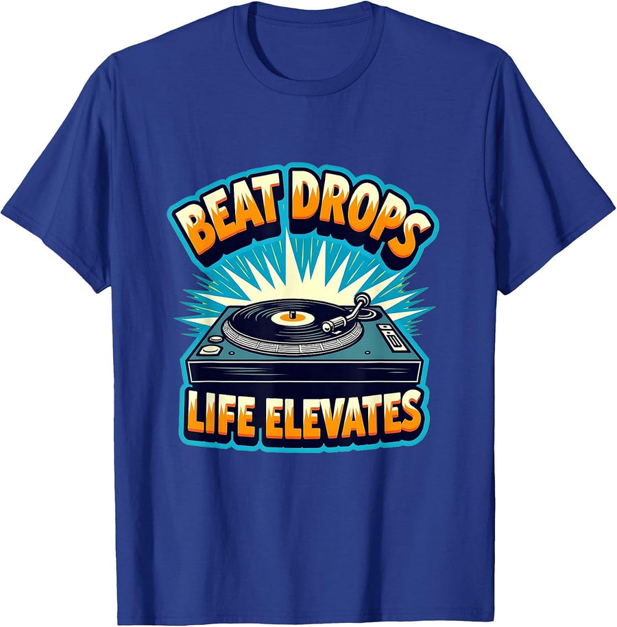 Beat Drops Life Elevates Hip Hop Music Design T-Shirt - Royal Blue