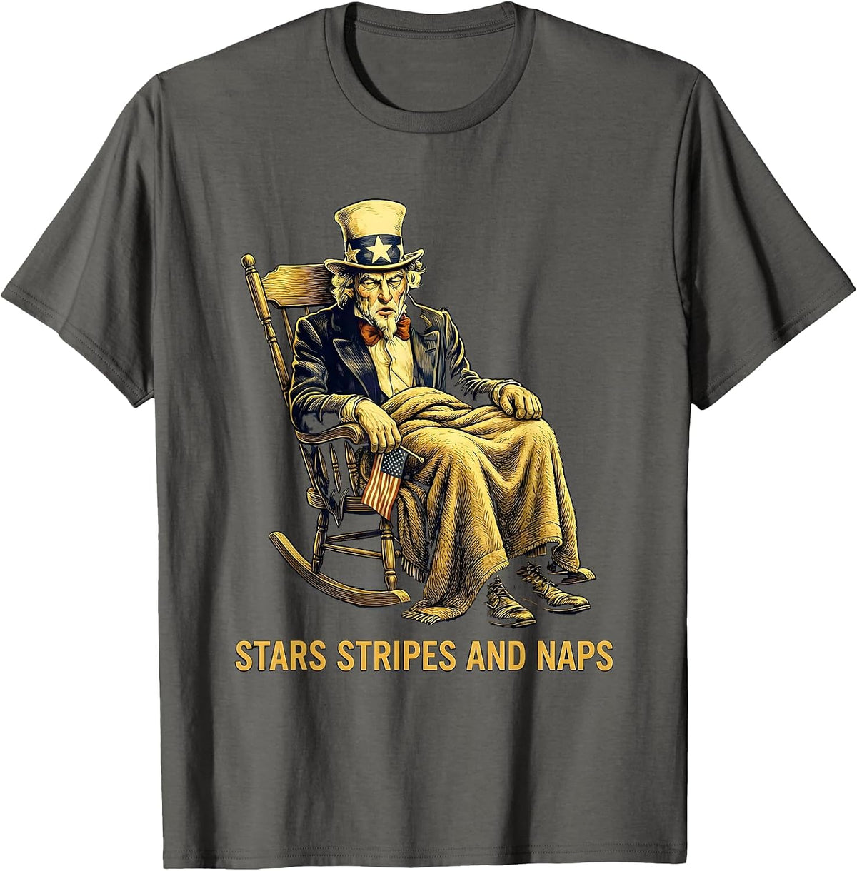 Stars Stripes and Naps USA Kids Design T-Shirt - Asphalt Grey