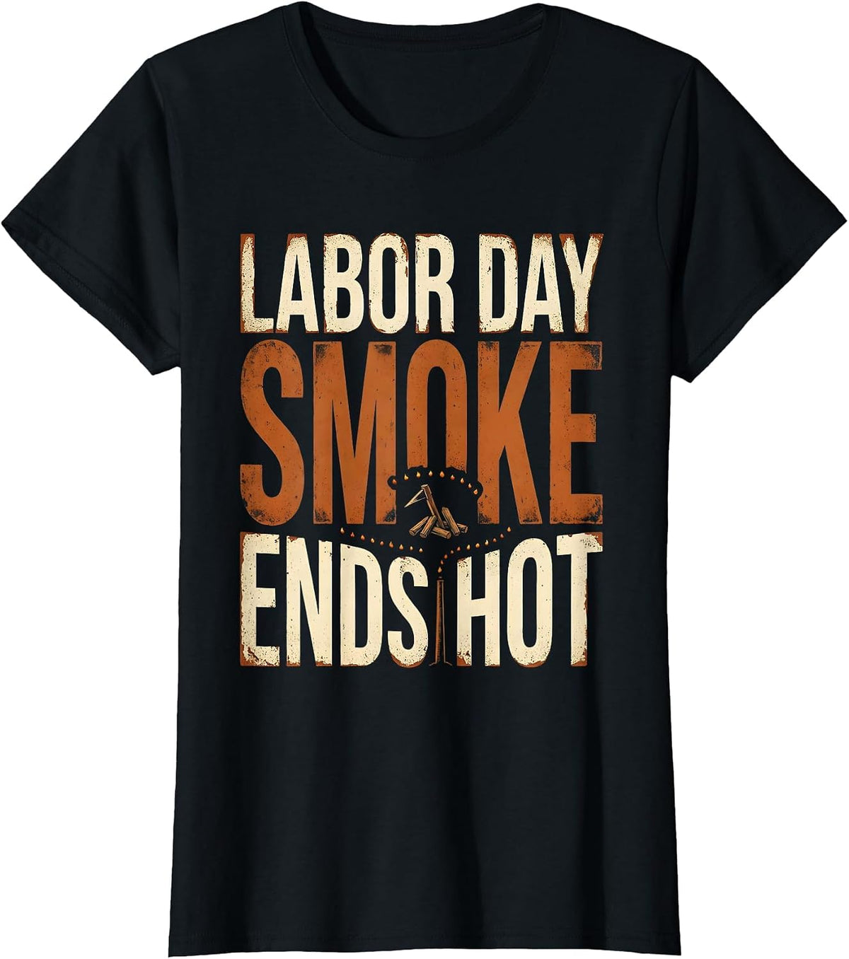 Labor Day Smoke Ends Hot Funny BBQ Cookout Dad Humor T-Shirt - Black