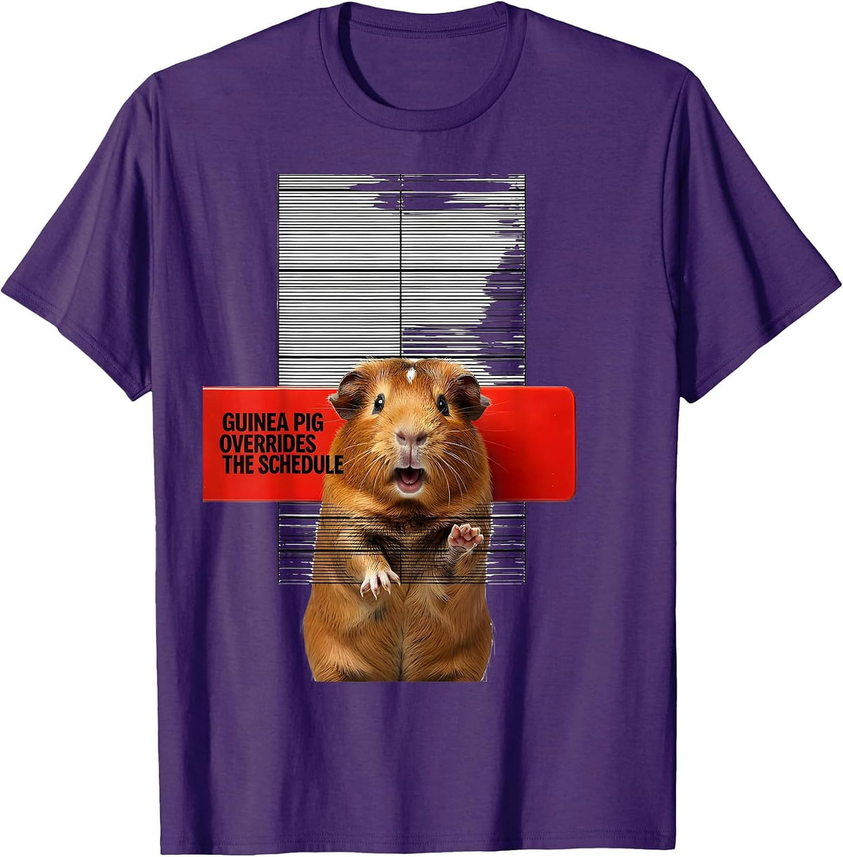 Men's Guinea Pig Overrides The Schedule Funny Pet Lover Humor T-Shirt - Purple