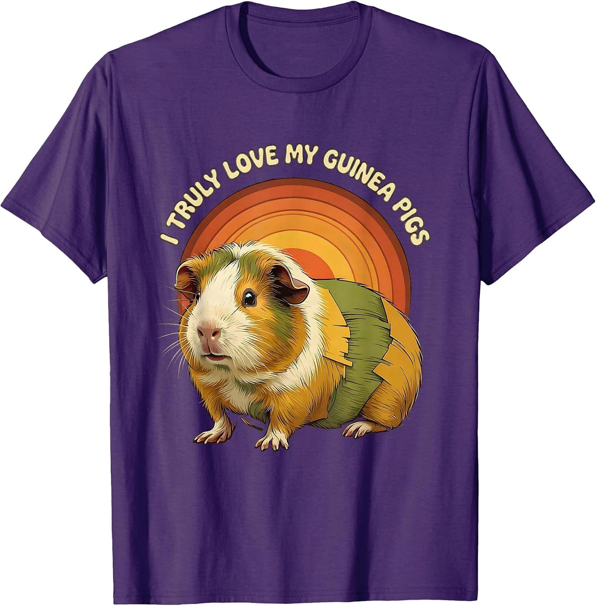 Men's I Truly Love My Guinea Pigs Retro 70s Cute Pet Lover Humor T-Shirt - Purple