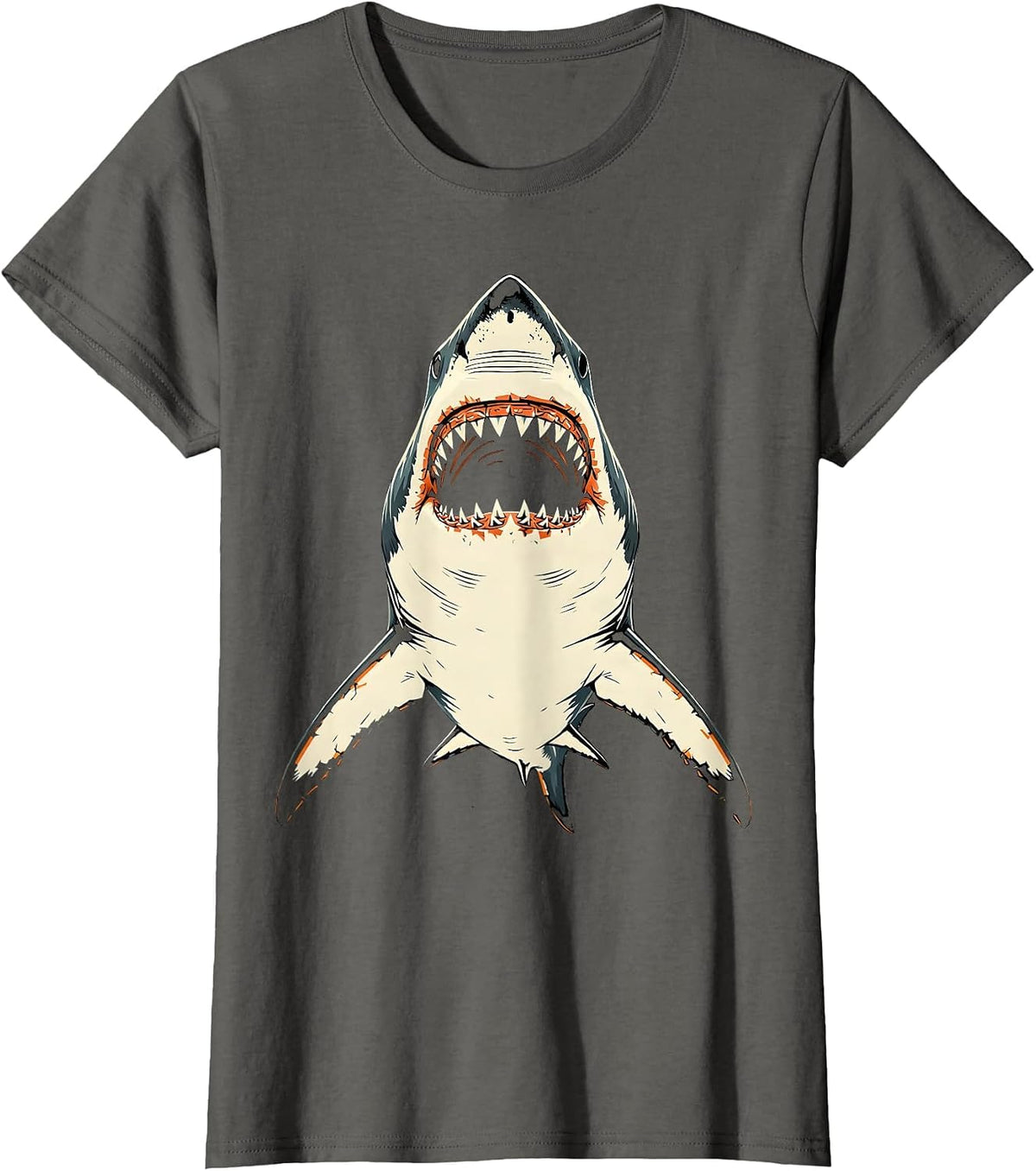 Women's Great White Shark Below Surface Graphic T-Shirt - Asphalt Grey