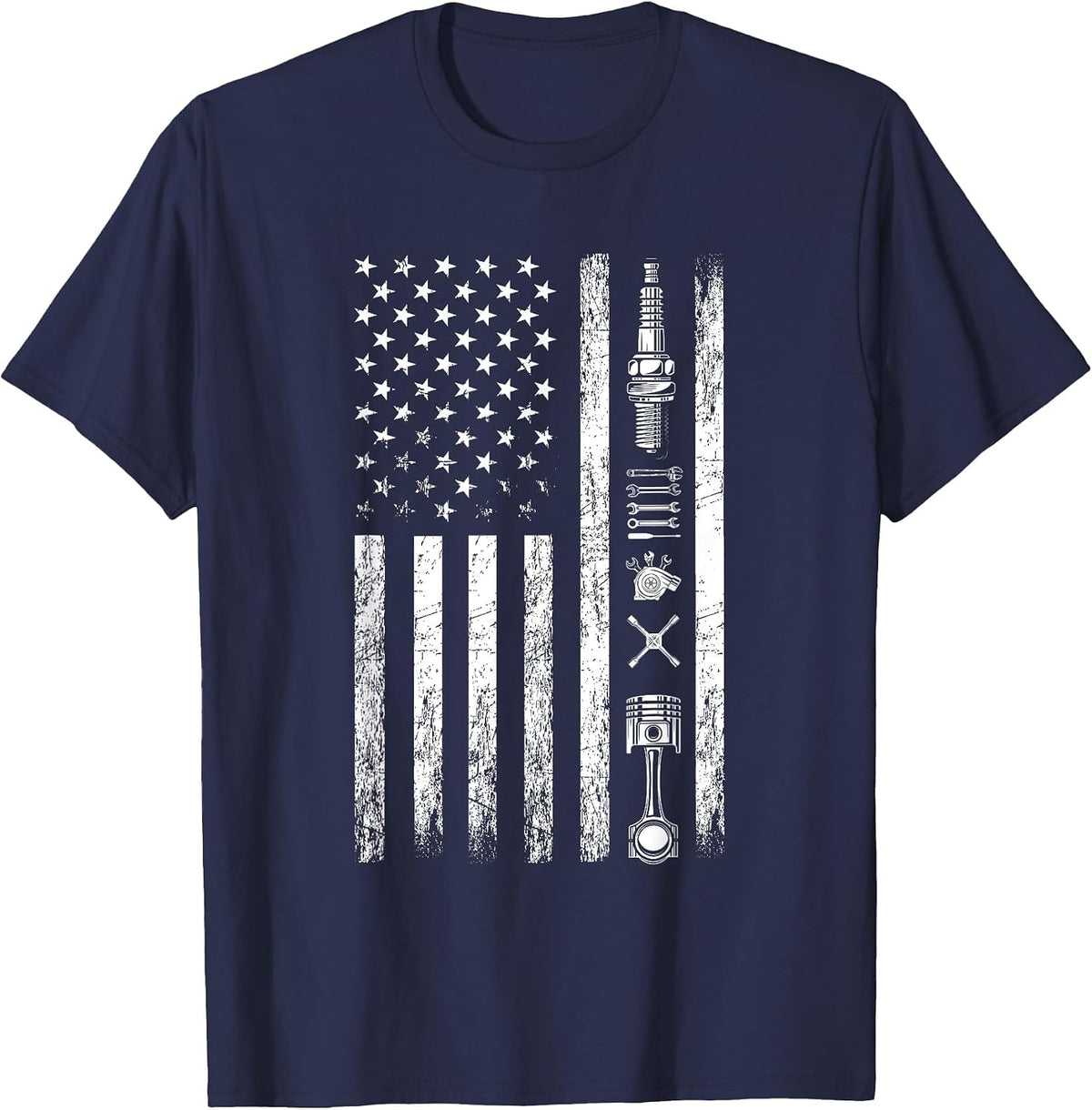 Mechanic US Flag Patriotic Worker Patriot USA Mechanic T-Shirt - Navy Blue