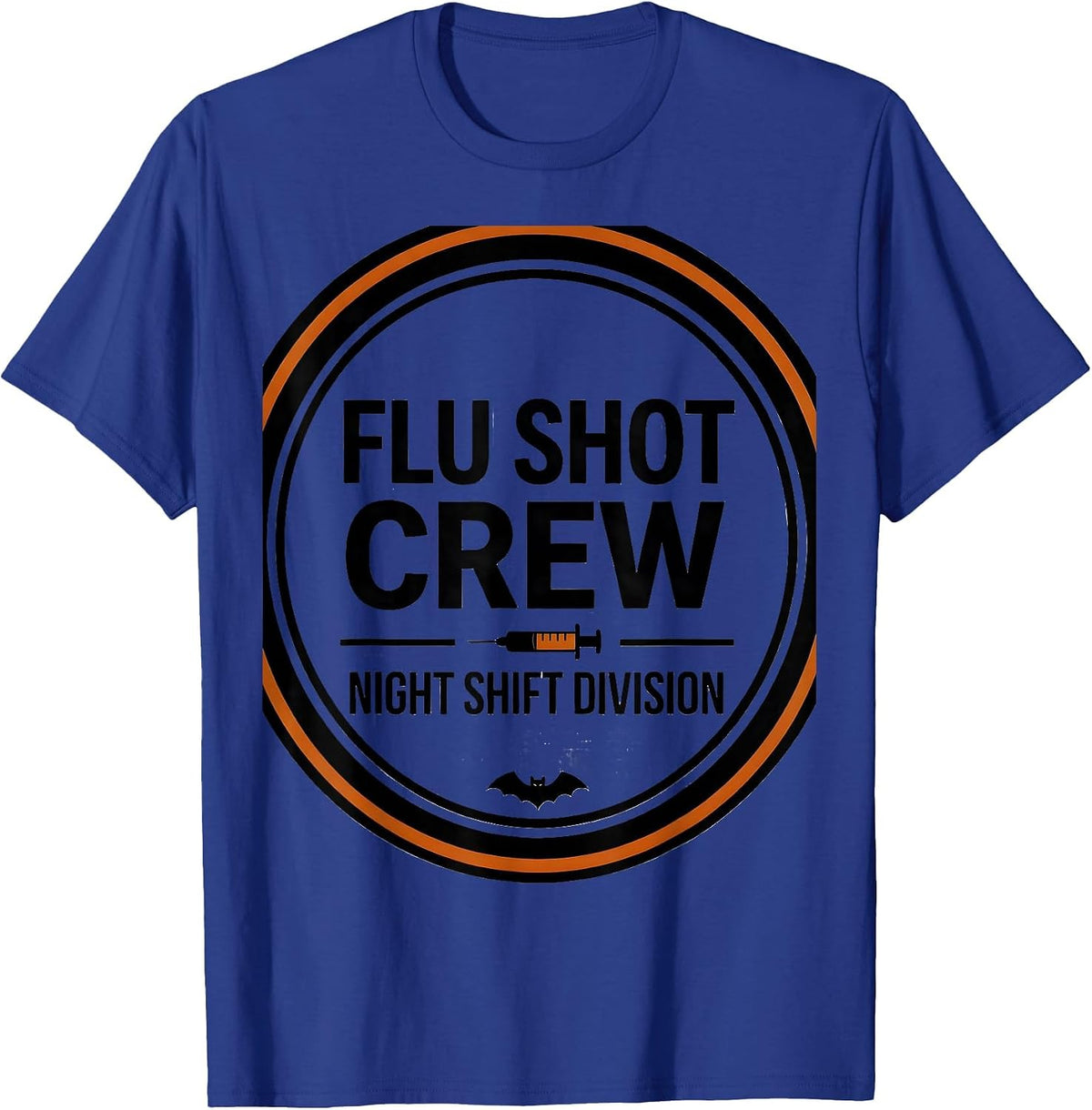 Men's Flu Shot Crew Night Shift Division Funny Halloween Nurse T-Shirt - Royal Blue