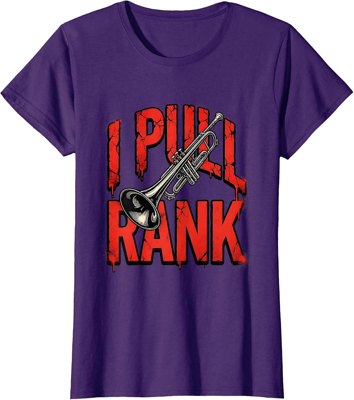 Women's I Pull Rank Funny Trombone Player Band Humor T-Shirt - Purple
