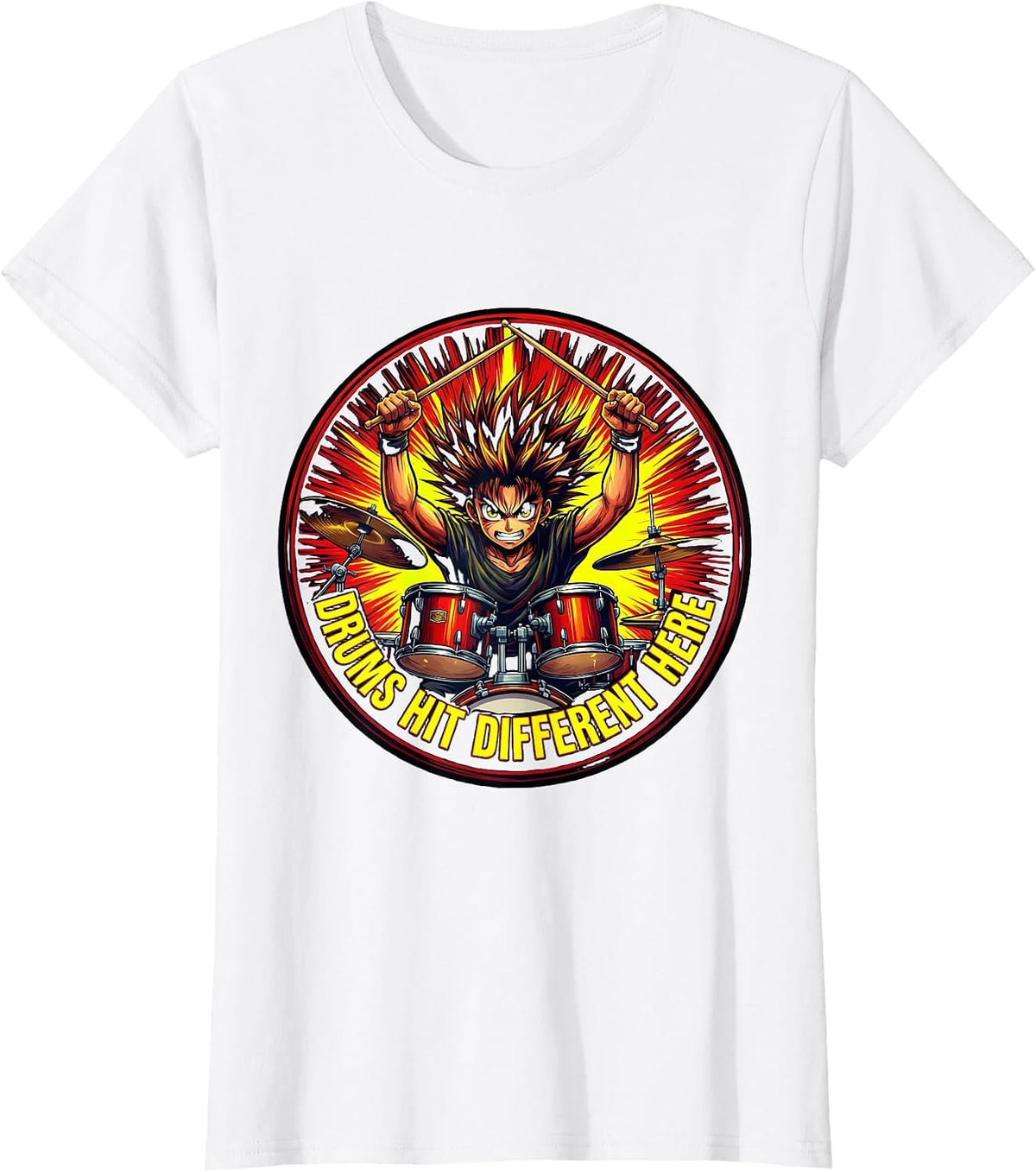 Drums Hit Different Here Band Music Design T-Shirt - White