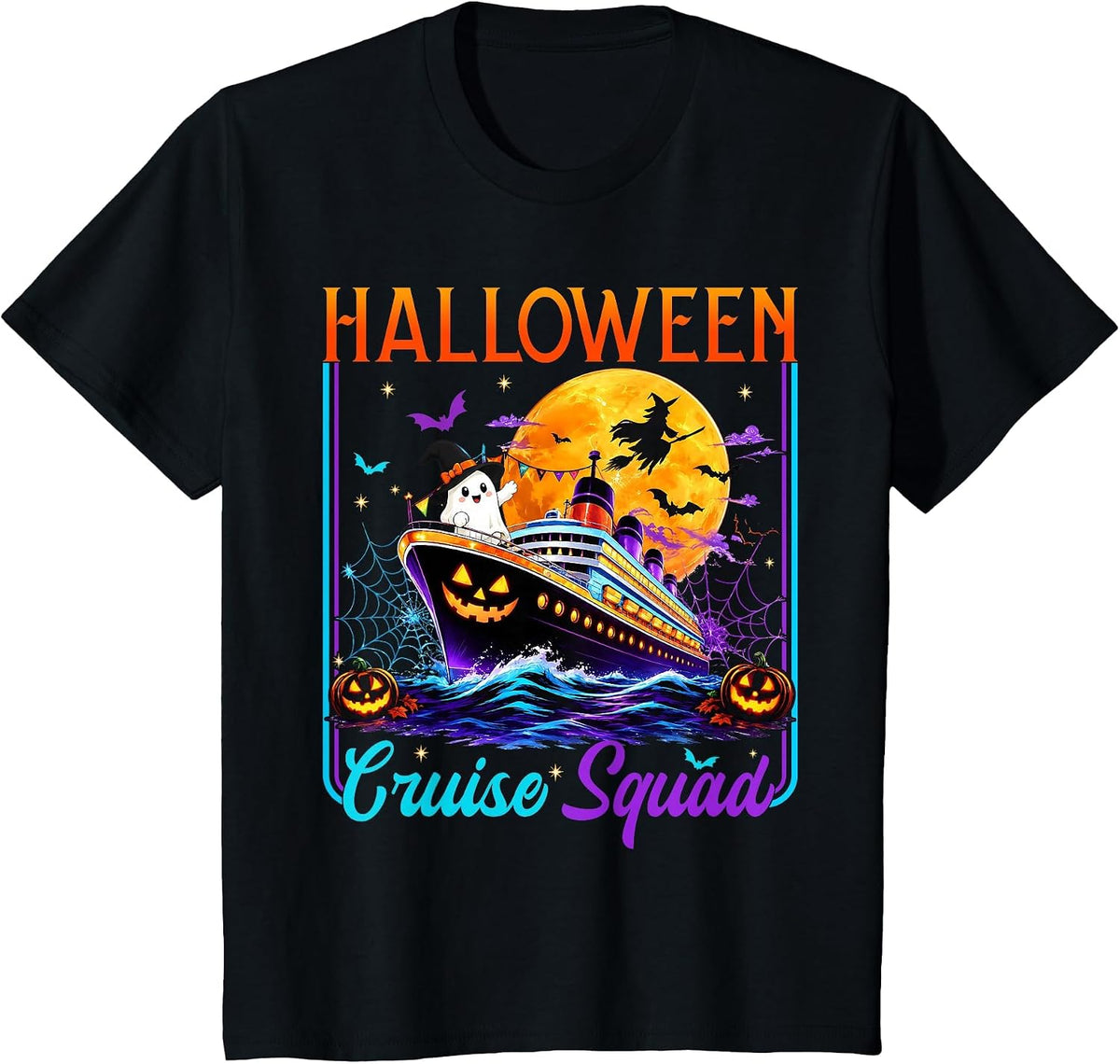 Halloween Cruise Squad Boo Ghosts Witch Horror Cruise Ship T-Shirt - Black
