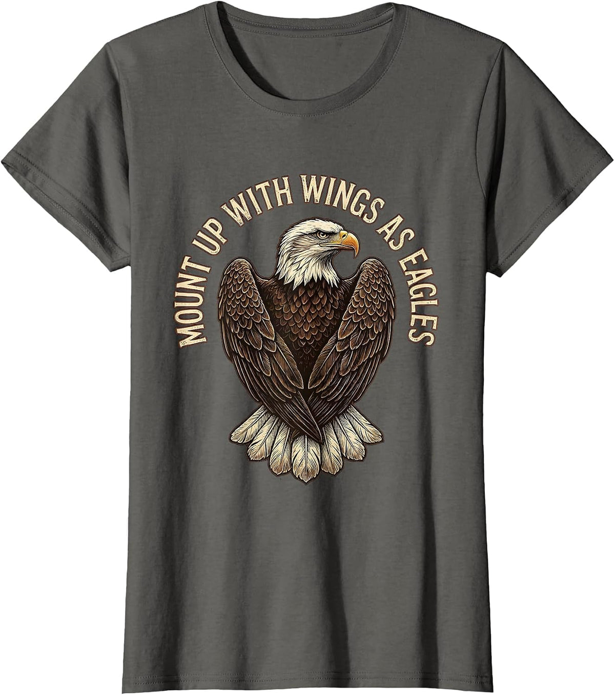 Women's Mount Up With Wings As Eagles Vintage Eagle Fan Gift T-Shirt - Asphalt Grey