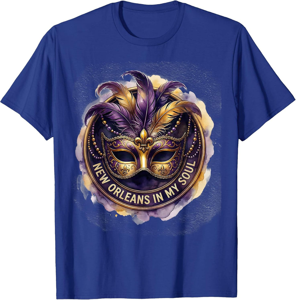 Men's New Orleans In My Soul Mardi Gras Design T-Shirt - Royal Blue