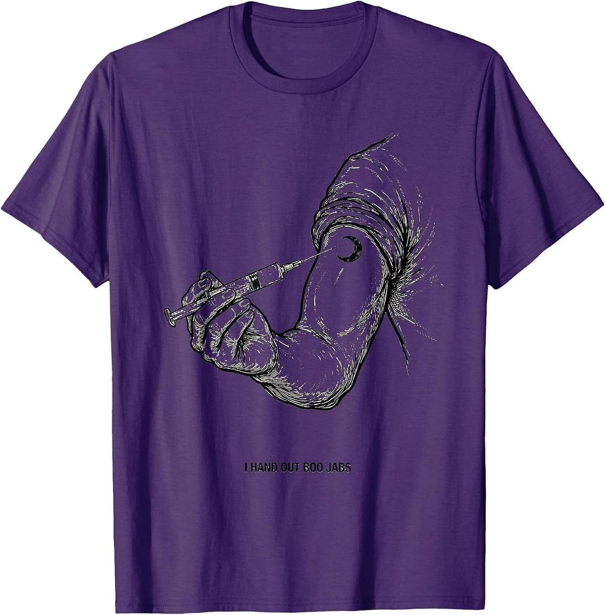 I Hand Out Boo Jabs Funny Nurse Ghost Halloween Vaccine T-Shirt - Purple