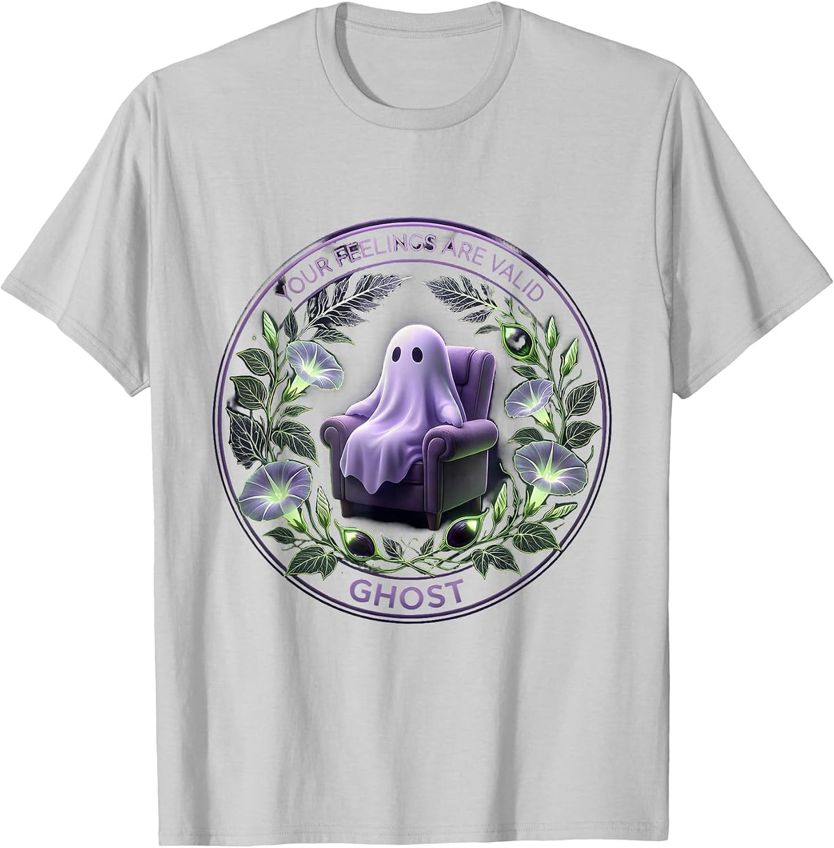 Men's Boo Crew Therapist Halloween Ghost Design T-Shirt - Silver Grey