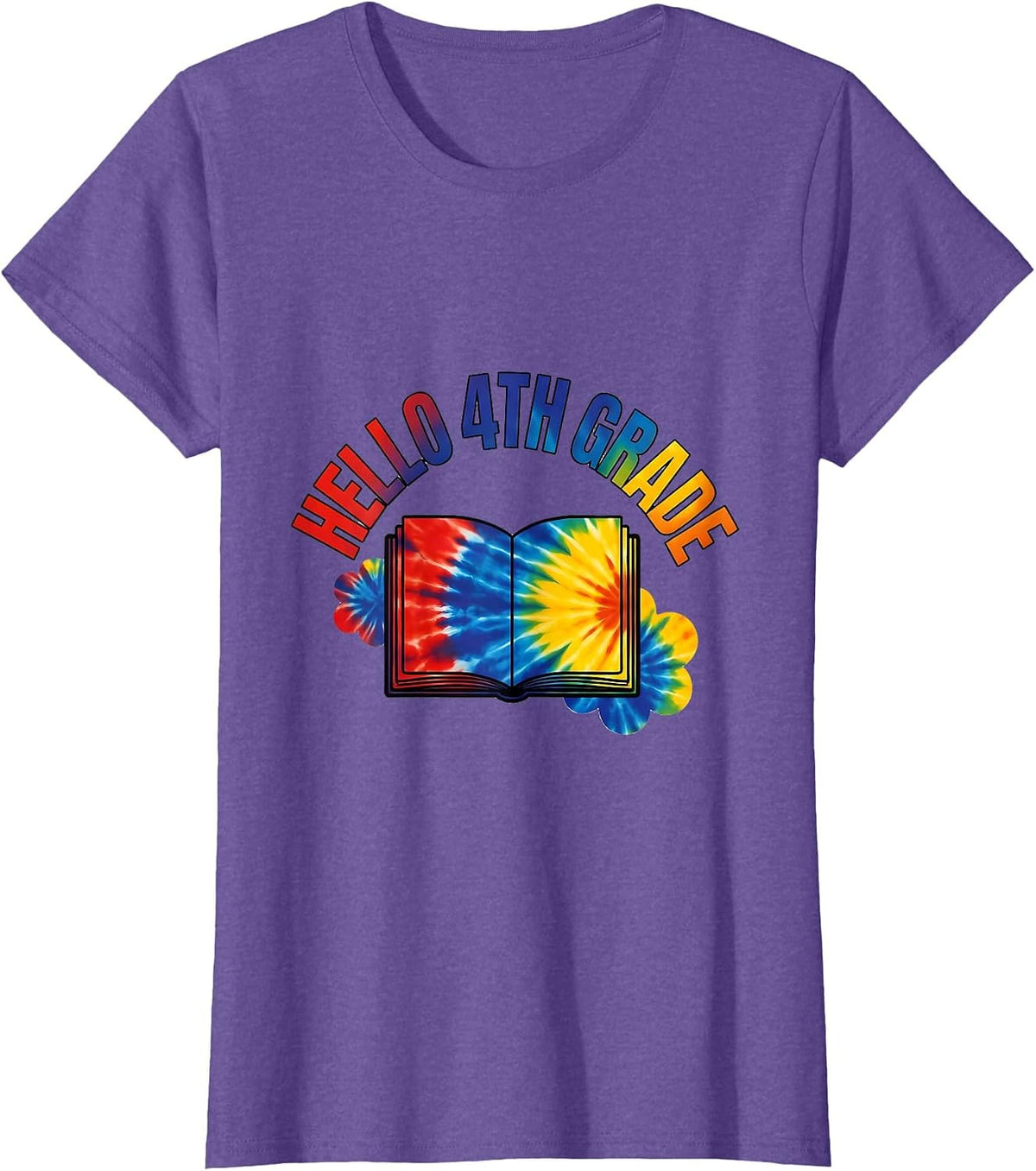 Hello 4th Grade Colorful Back To School Grade Level Team T-Shirt - Purple Heather