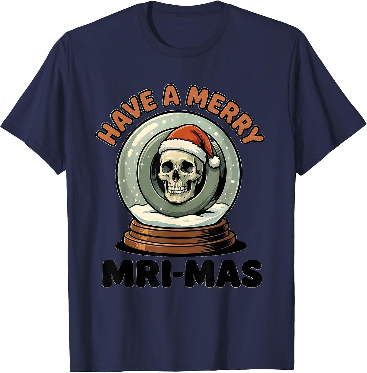 Have A Merry MRI-mas Cartoon Radiology Tech Christmas T-Shirt - Navy Blue