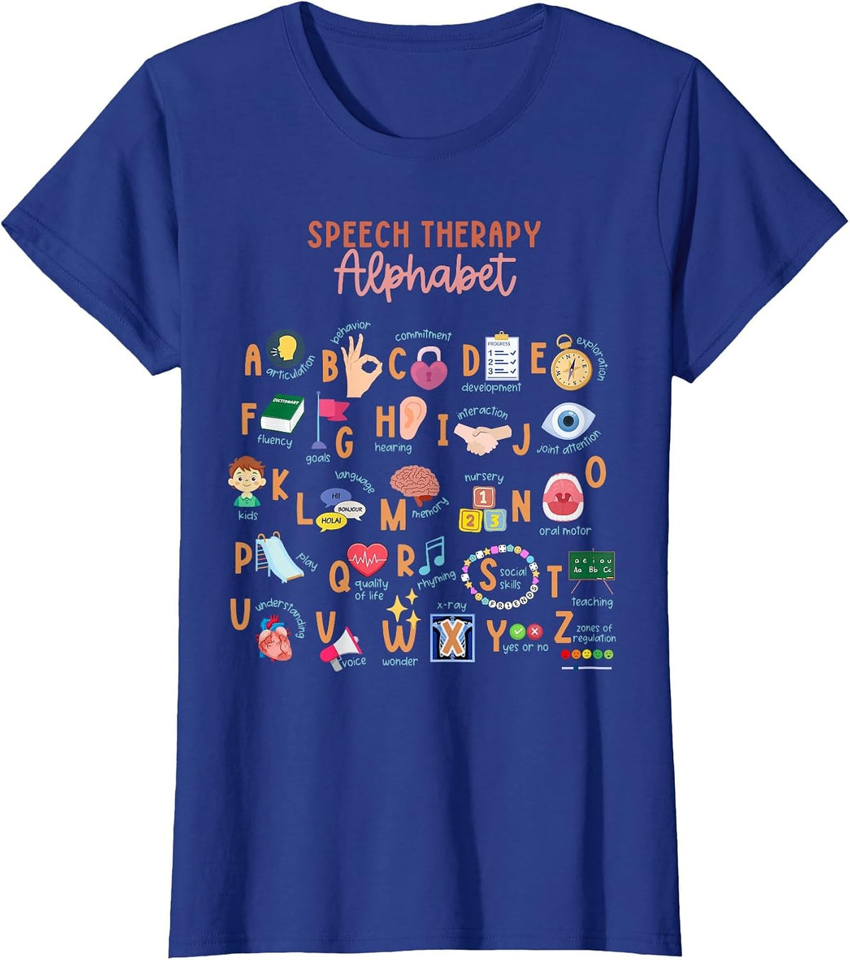 Speech Therapy Alphabet ABC SLP Speech Language Pathologist T-Shirt - Royal Blue