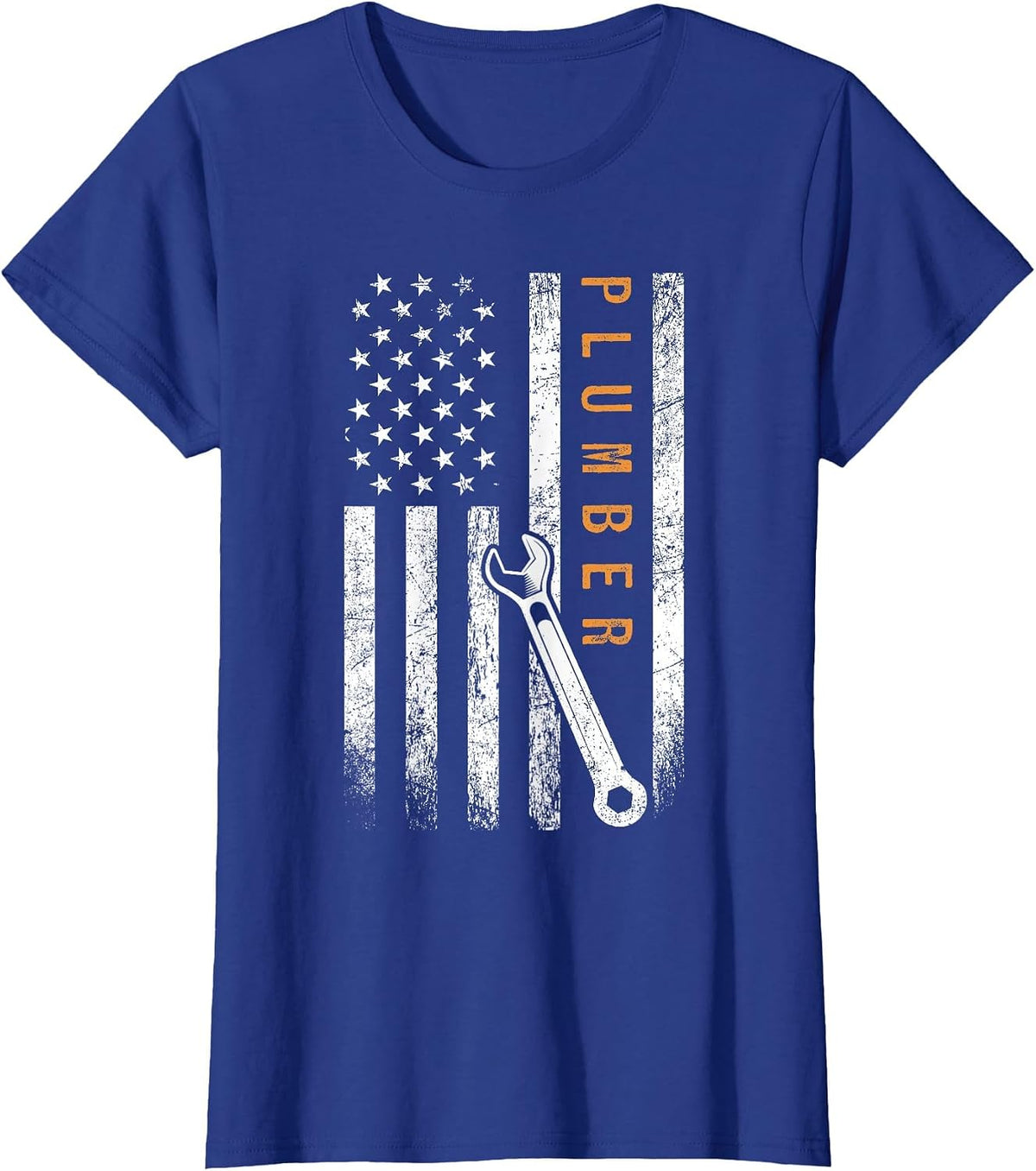 Plumber American Flag Design Plumbing T-Shirt - Royal Blue