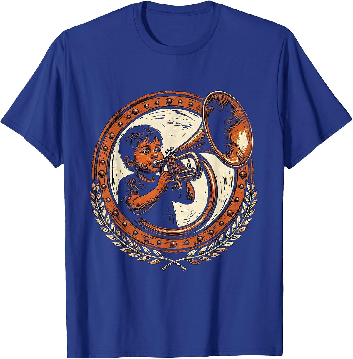 Funny Music Teacher Trumpet Kid Graphic T-Shirt - Royal Blue