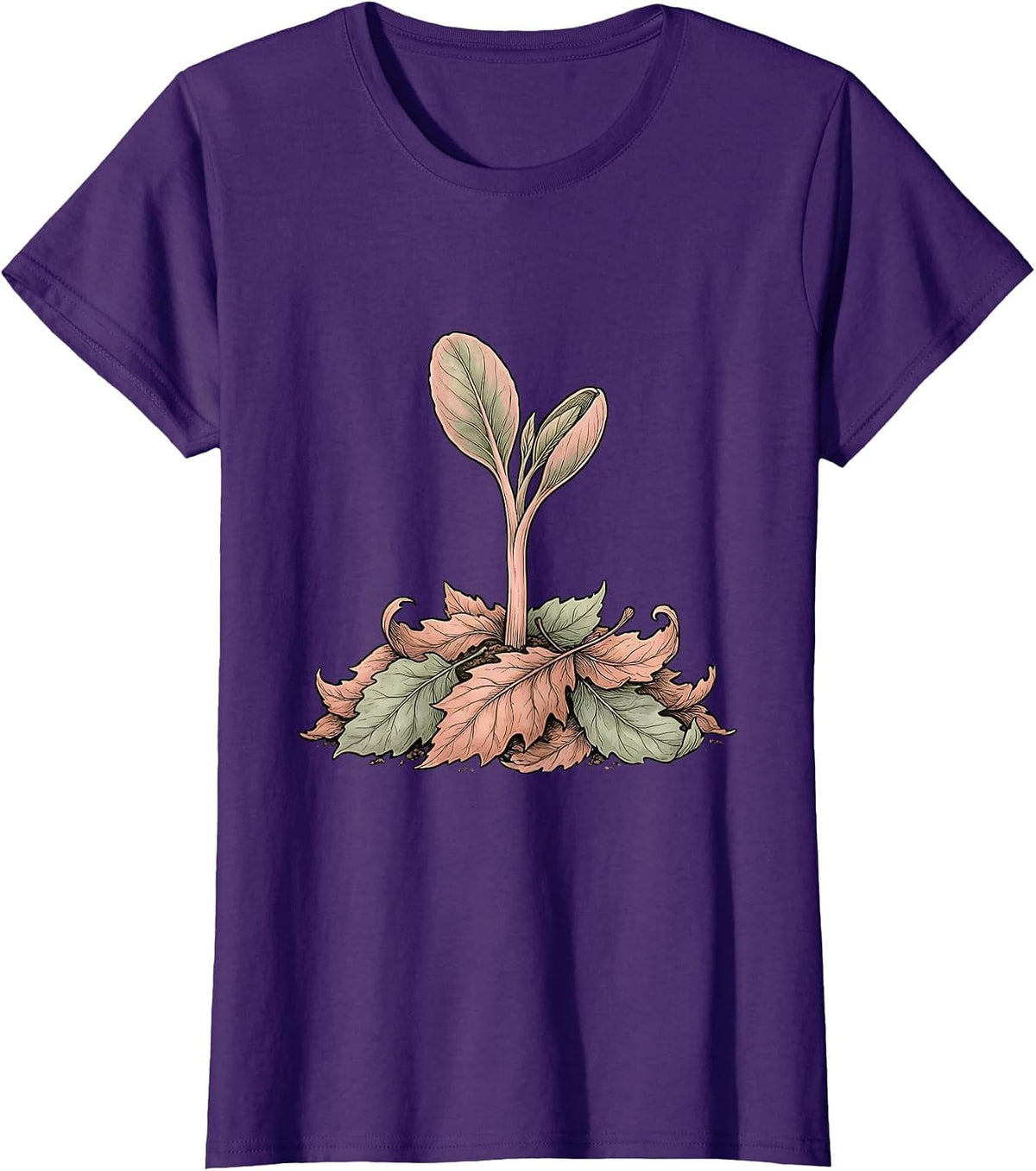 Women's Suicide Prevention Awareness Seedling Growth Art T-Shirt - Purple