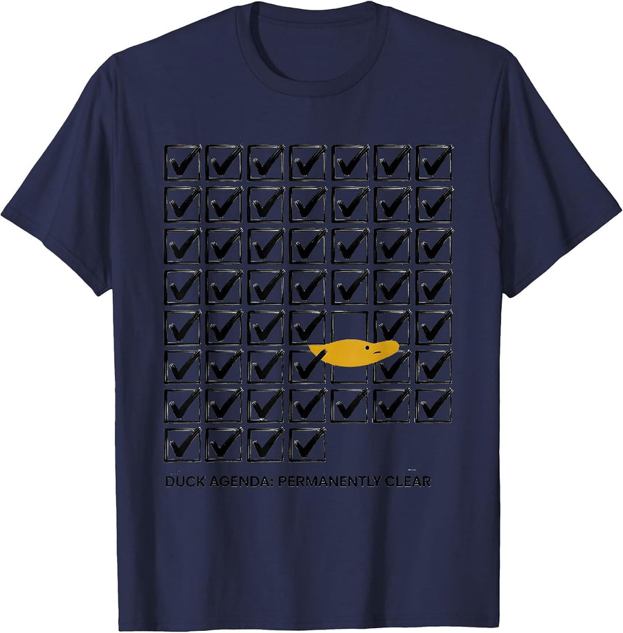 Duck Agenda Permanently Clear Funny Duck Sunglasses Novelty T-Shirt - Navy Blue