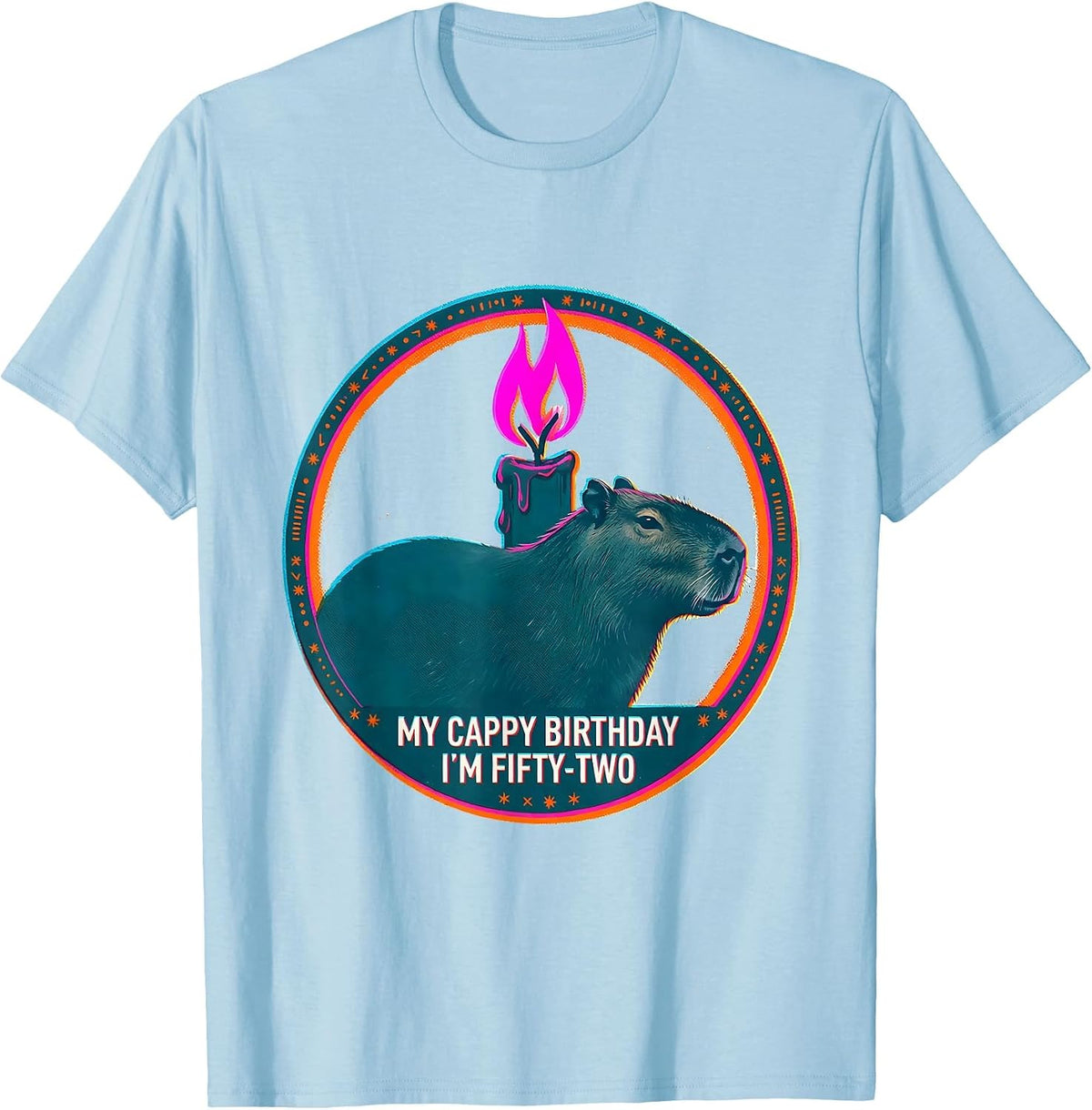 Men's My Cappy Birthday I'm Fifty-Two Cute Kawaii Capybara T-Shirt - Baby Blue