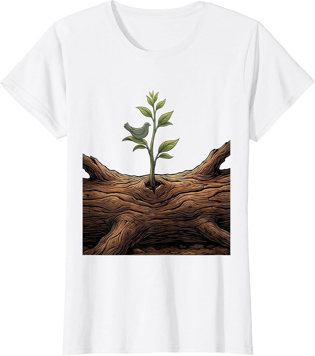 Women's Suicide Prevention Fallen Tree New Growth Sprout T-Shirt - White