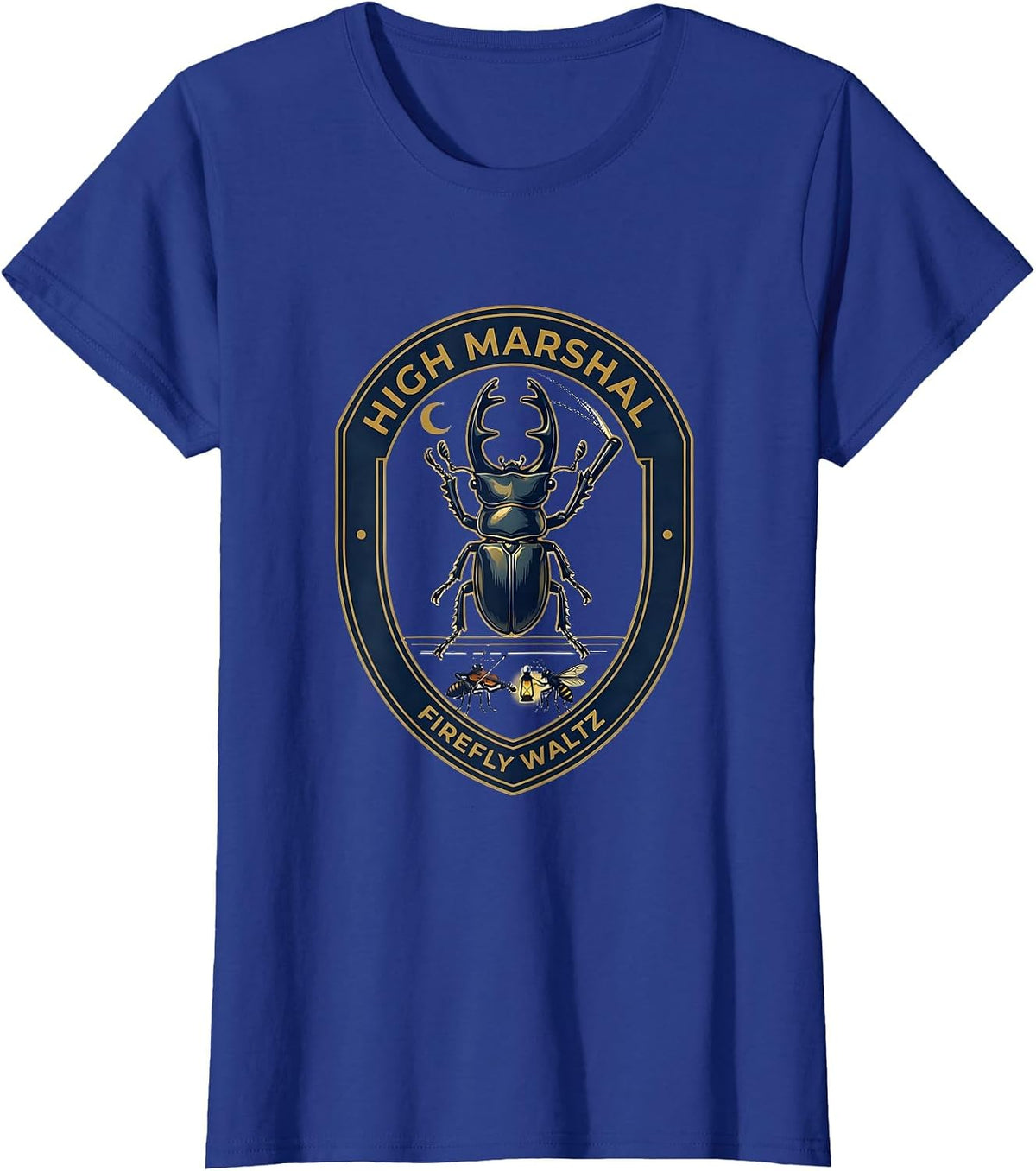 Women's High Marshal Firefly Waltz Vintage Insect Band Nature Lover T-Shirt - Royal Blue