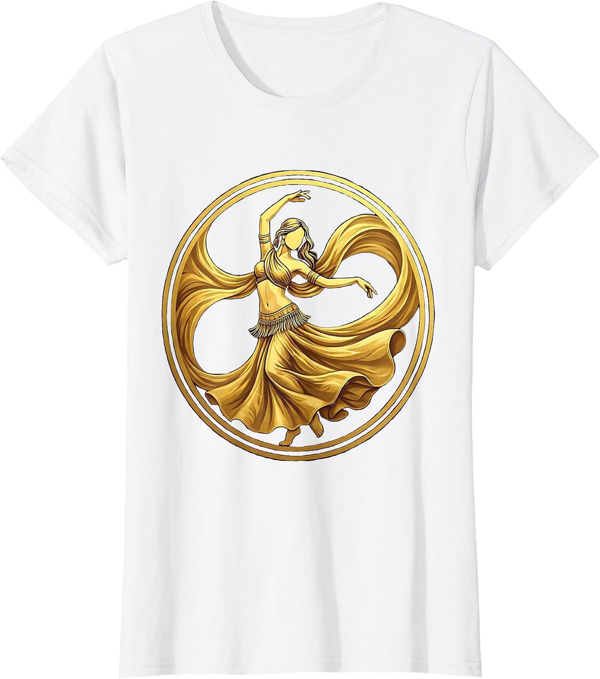 Belly Dancer Coins and Silk Scarves Illustration T-Shirt - White