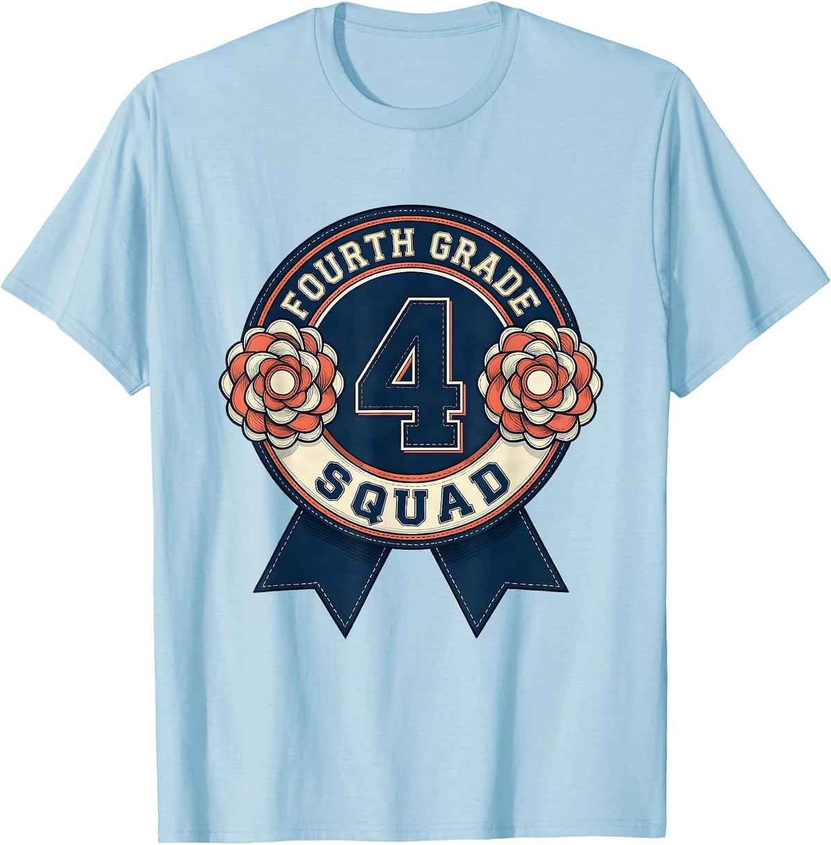 Men's Fourth Grade Squad Cheerful Pennant Back To School Girls T-Shirt - Baby Blue