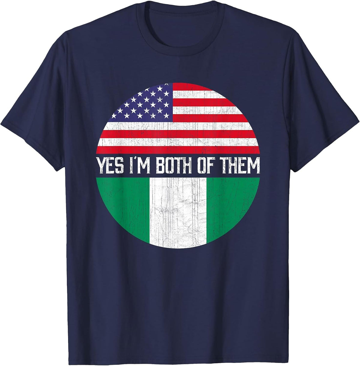 Half American Half Nigerian USA Flag Family Heritage T-Shirt - Navy Blue