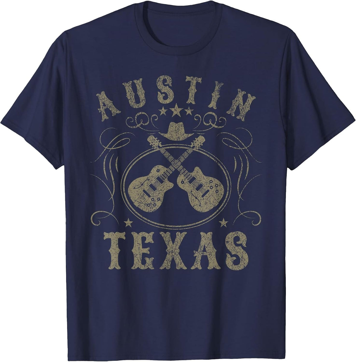 Austin Texas Travel Vintage T-Shirt - Navy Blue