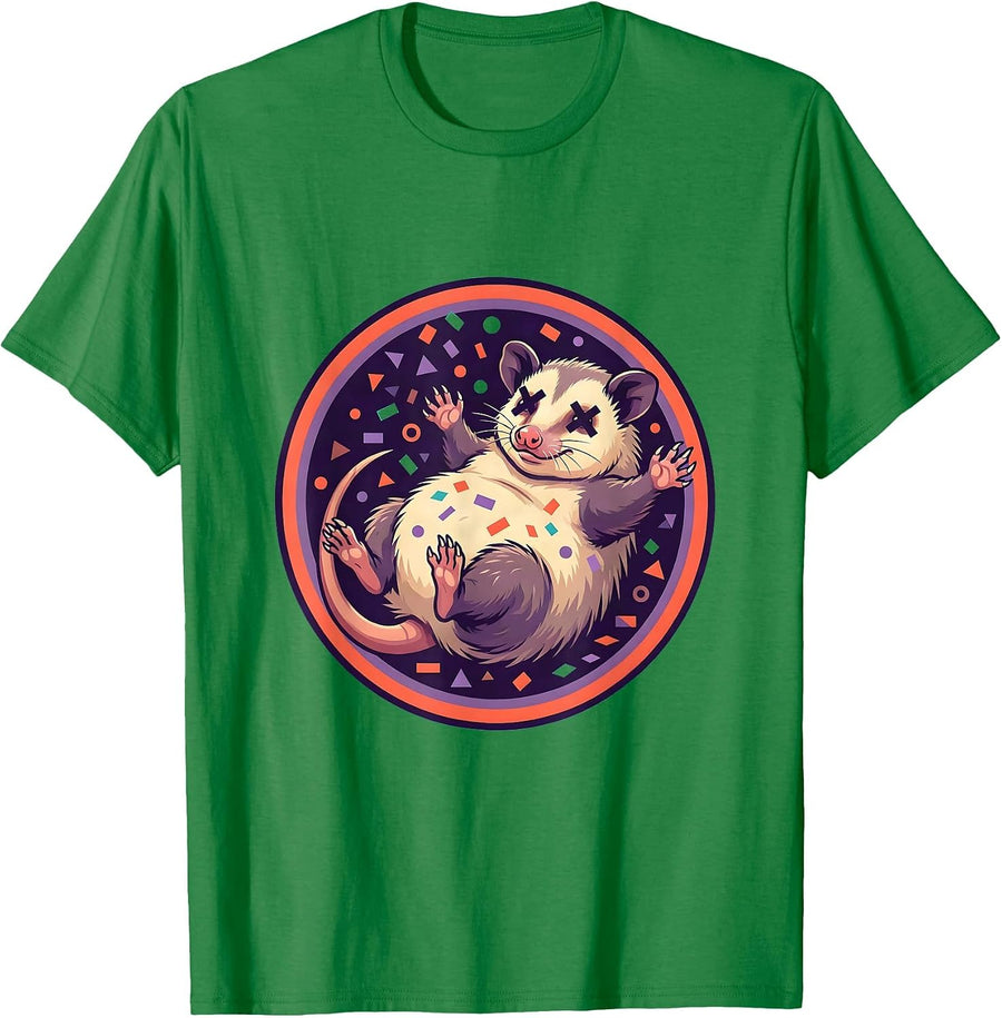 Men's Opossum Playing Dead Party Confetti Graphic T-Shirt - Kelly Green