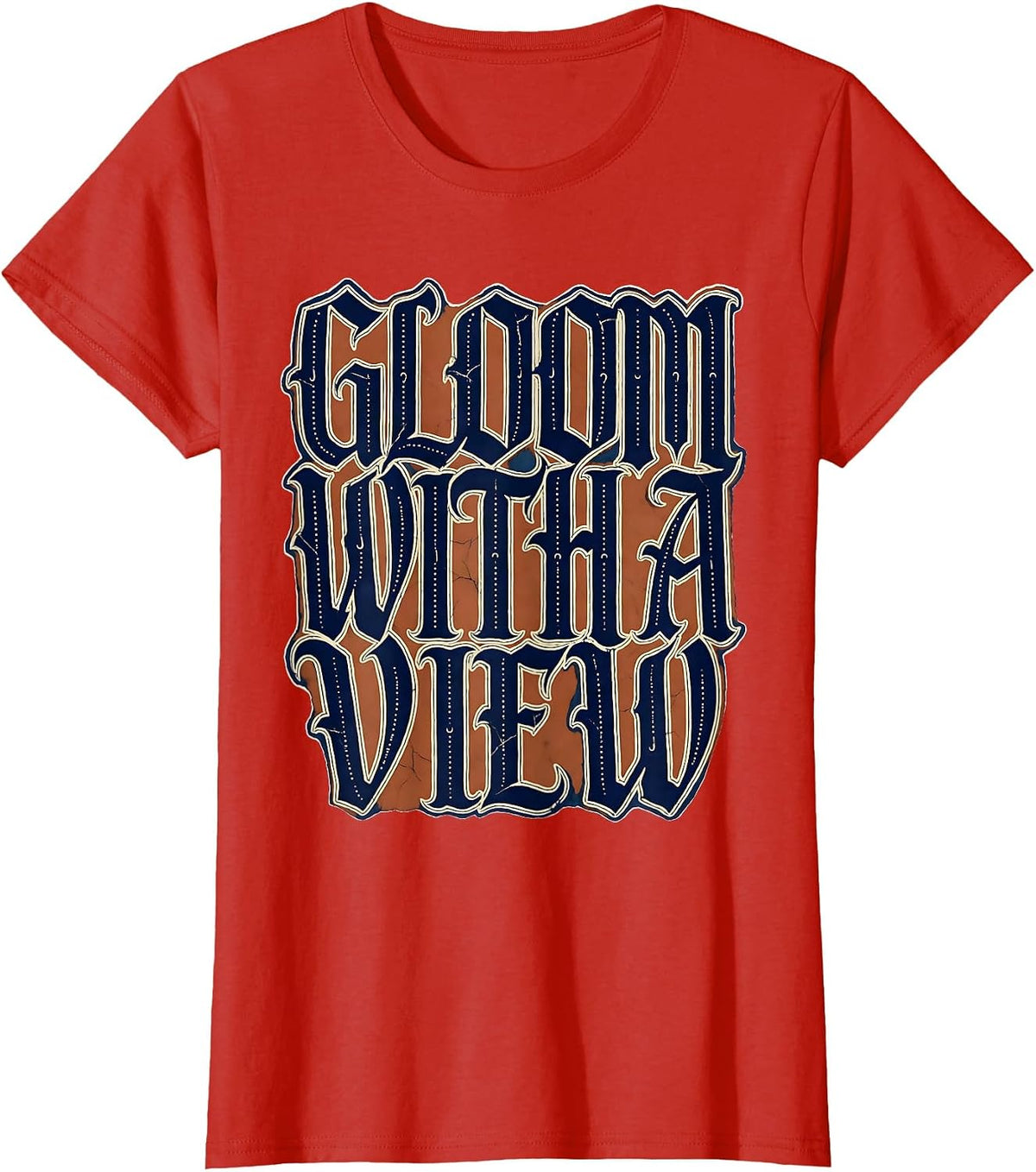 Gloom With A View Dark Gothic Design T-Shirt - Red