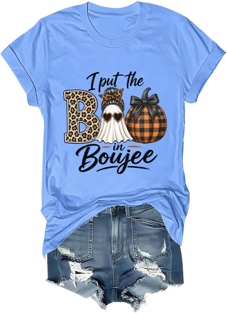 I Put The Boo in Boujee Shirt Terrifying Halloween Ghost T-Shirt Unisex - Sky Blue