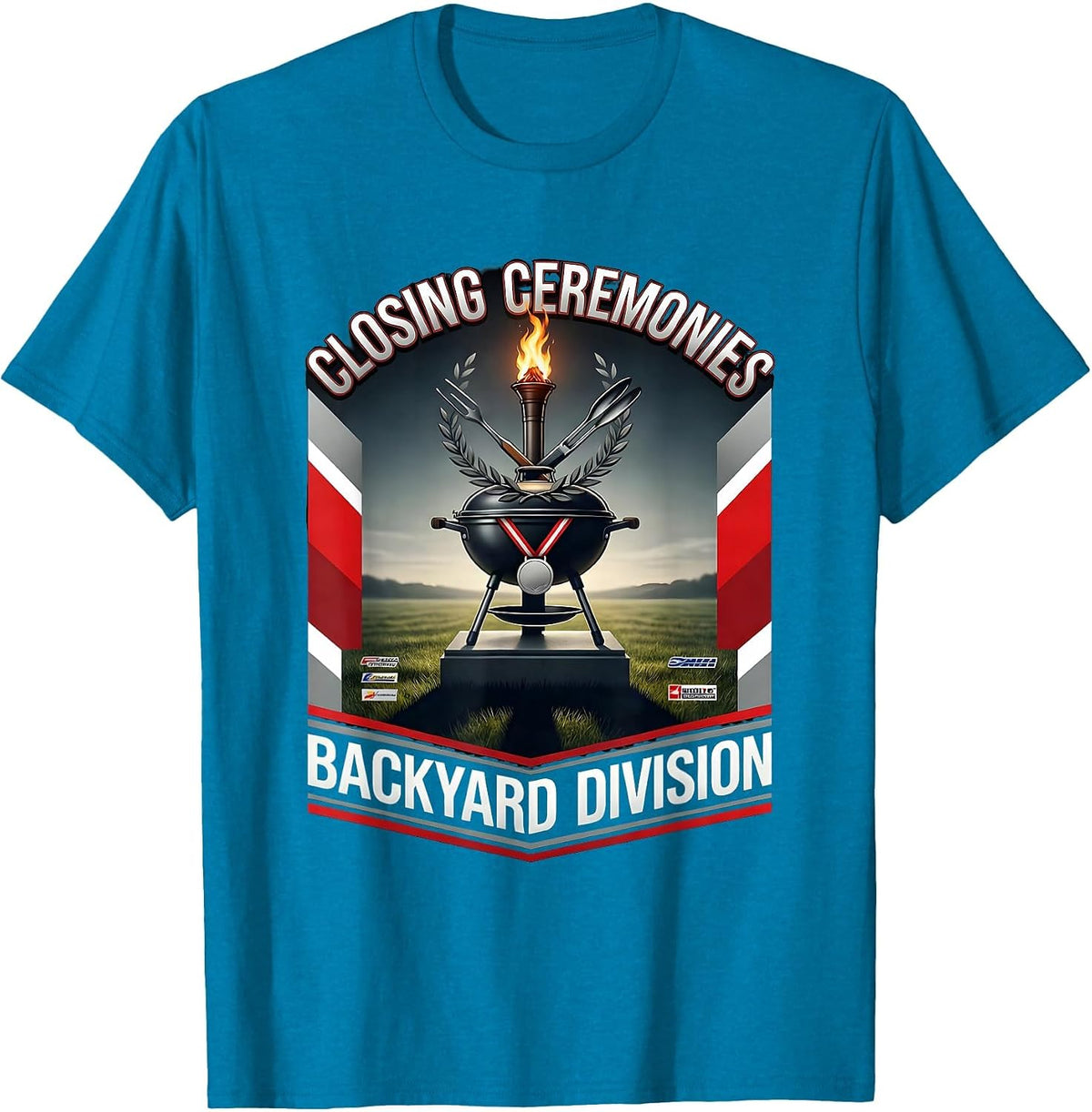 Closing Ceremonies Backyard Division Racing Grill Dad T-Shirt - Sapphire Blue