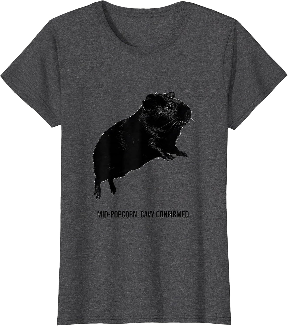 Women's Mid-Popcorn, Cavy Confirmed Funny Pig Lover Humor T-Shirt - Dark Heather Grey