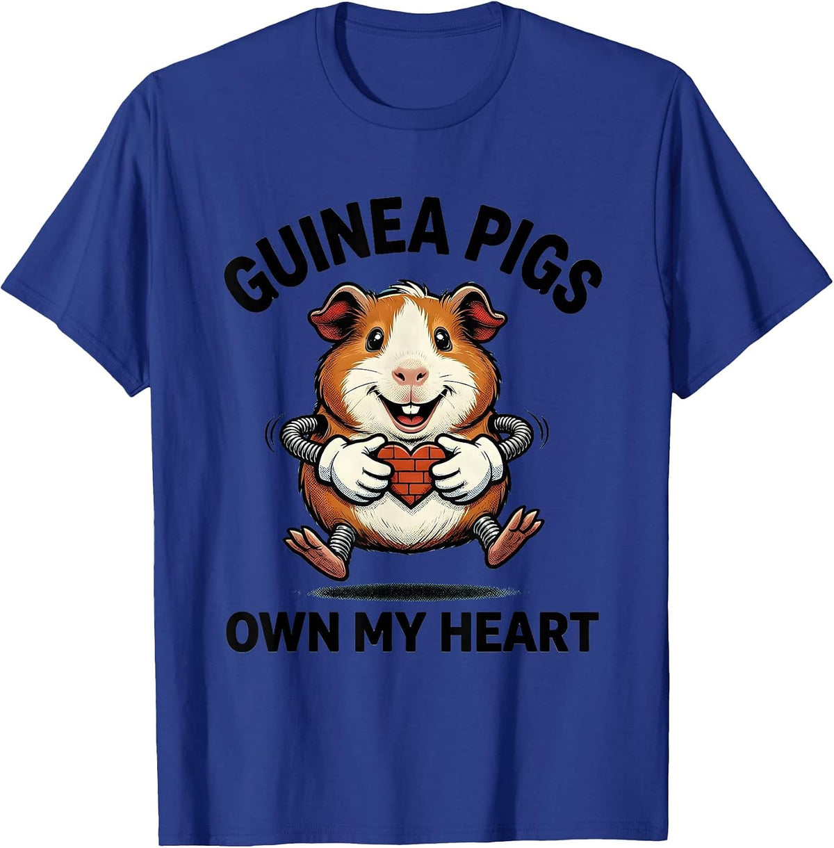 Guinea Pigs Own My Heart Retro Cartoon Pig Lover Humor T-Shirt - Royal Blue